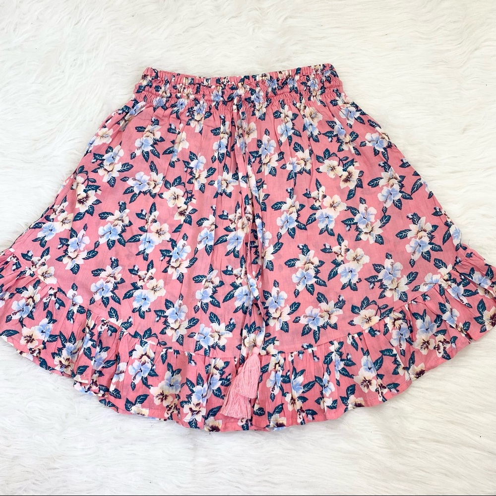 Pink Floral Print Circular Skirt